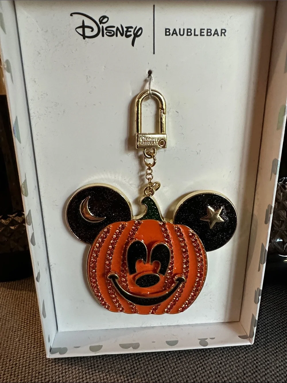 Disney BaubleBar Orange & Black Mickey Pumpkin Key Charm